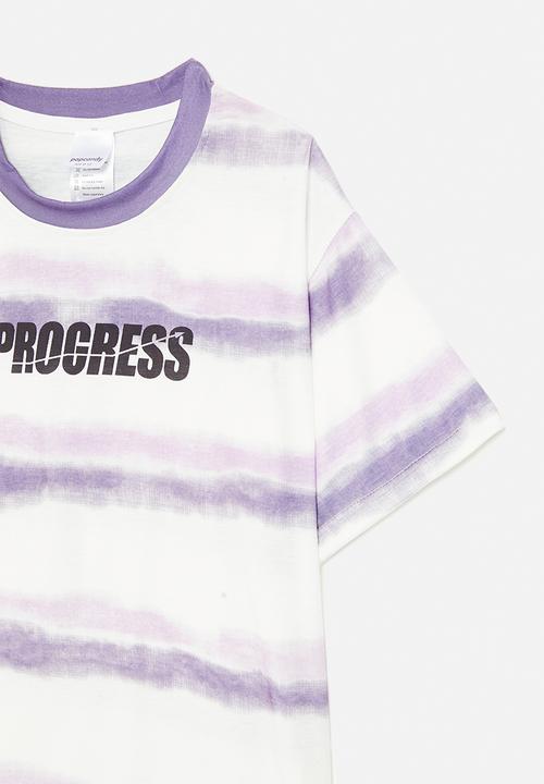 Pop Candy - Slogan crew neck tee - purple/white/progress