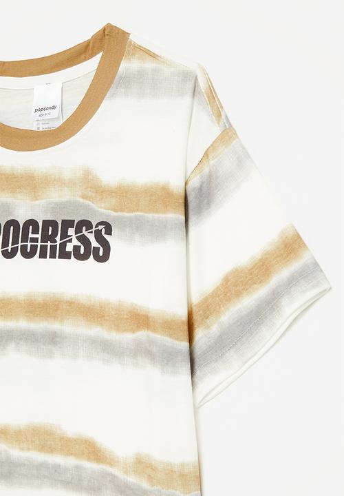 Pop Candy - Slogan crew neck tee - multi neutral/progress