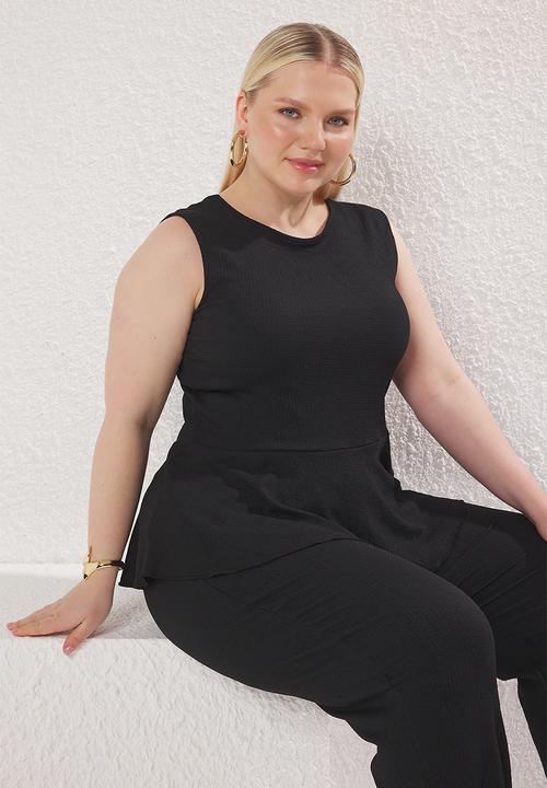 Trendyol - Plus size flexible wrap suit - black