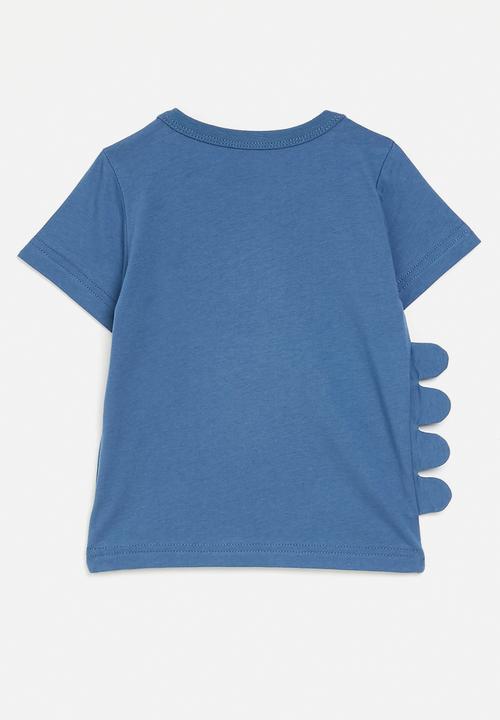 Pop Candy - Dino graphic tee with 3D side spikes - bahama blue/hey