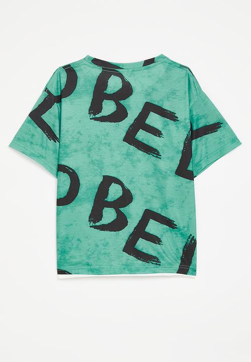 Pop Candy - Brush font tie dye tee - green