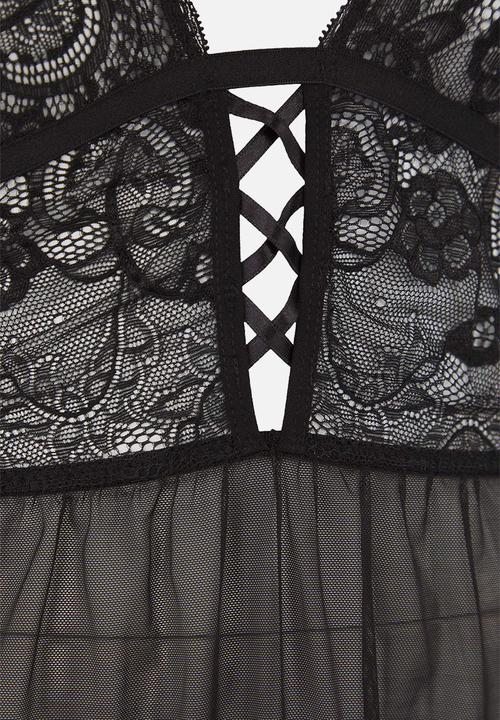 Trendyol - Plus size lace babydoll - black