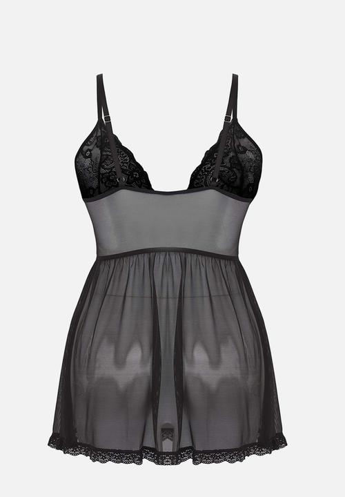 Trendyol - Plus size lace babydoll - black