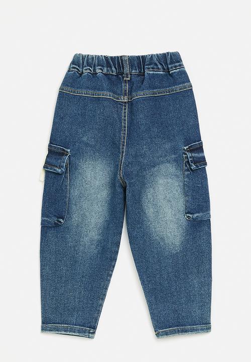 Pop Candy - Cargo jeans with croc pocket flap - blue