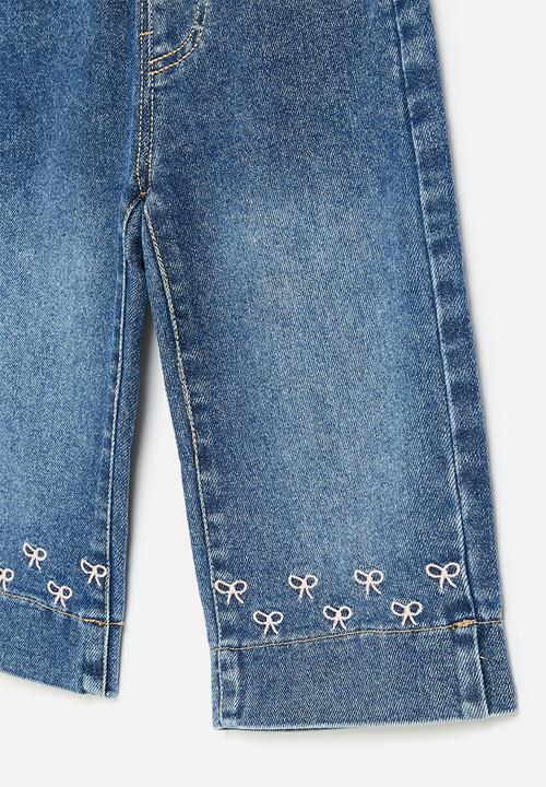 Pop Candy - Embroidered bow denim jeans - blue