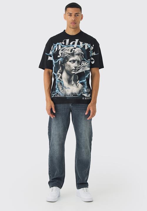 boohooMAN - Relaxed Rigid Jean In Mid Grey - Mid Grey