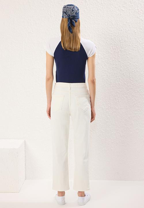 Trendyol - High Waist Straight Cut Straight Jeans  - White