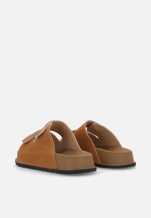 Pop Candy - Twin strap slides - ginger brown