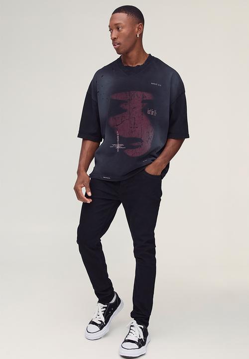 boohooMAN - Skinny Stretch Jean - True Black