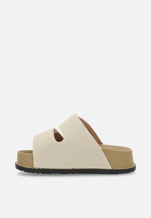 Pop Candy - Twin strap slides - merino white