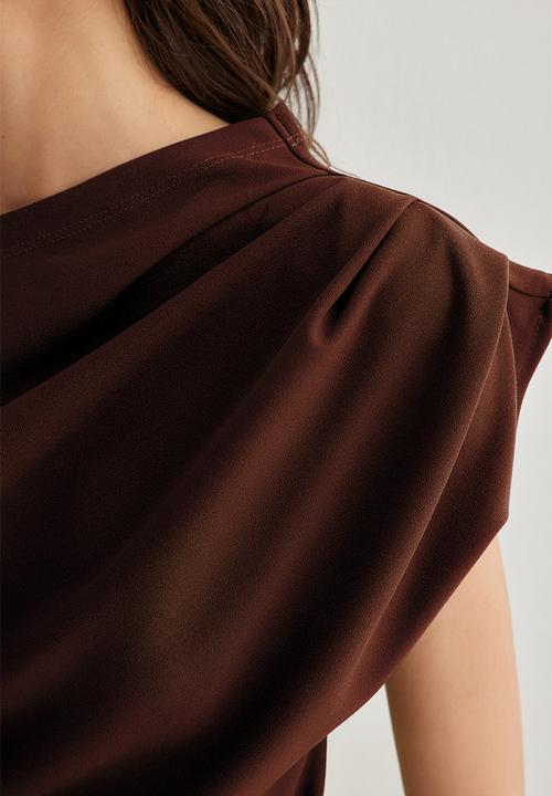Trendyol - Draped Asymmetric Blouse - Brown
