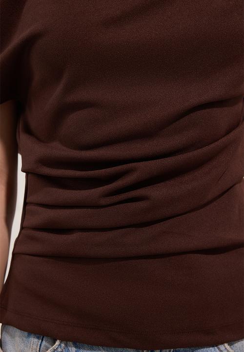 Trendyol - Draped Asymmetric Blouse - Brown