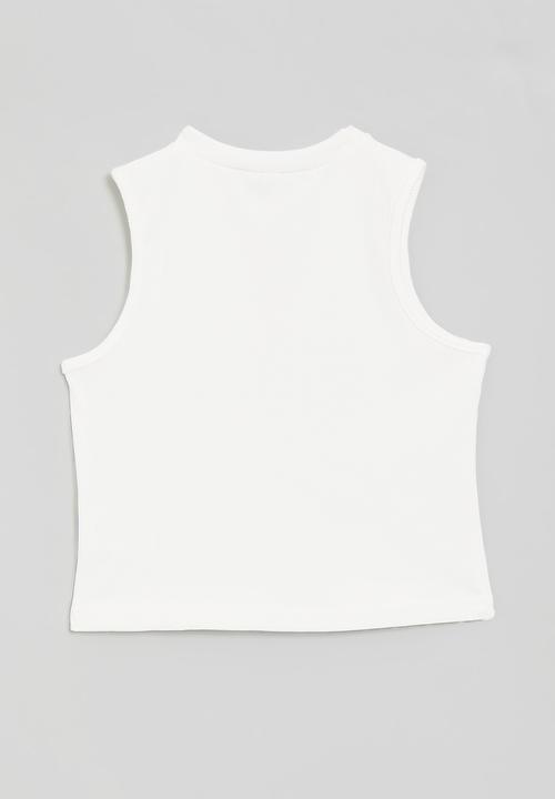 Pop Candy - Scooped armhole sleeveless tee - white
