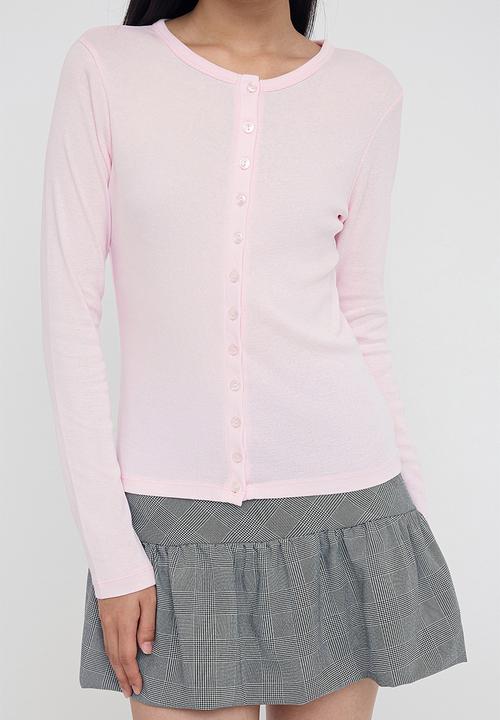 Trendyol - Buttoned Bodycon Stretchy Knitted Blouse - Pink