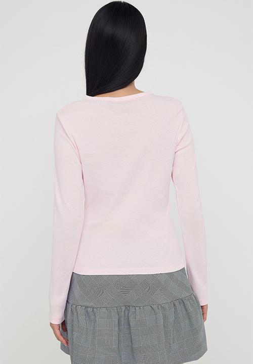 Trendyol - Buttoned Bodycon Stretchy Knitted Blouse - Pink