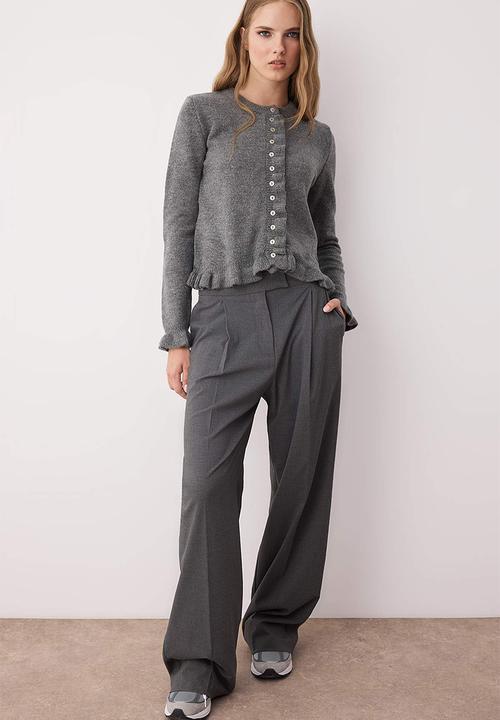 Trendyol - Button Detailed Soft Textured Knitwear Cardigan - Grey