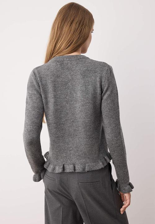 Trendyol - Button Detailed Soft Textured Knitwear Cardigan - Grey