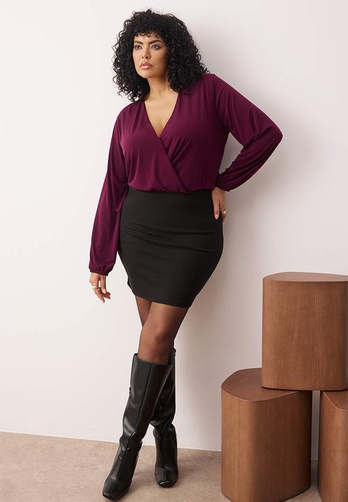 Trendyol - Plus size balloon sleeve blouse - purple