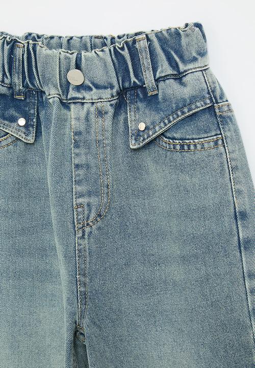 Pop Candy - Vintage wash wide leg jeans - blue