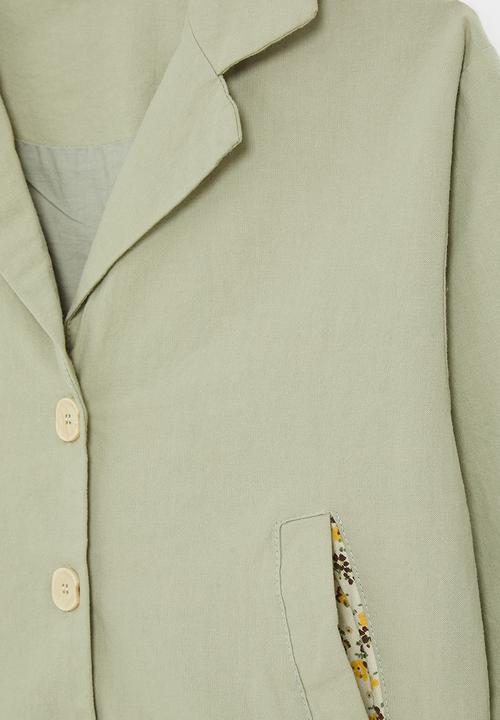 Pop Candy - V-neck blazer with welt pockets - calm green