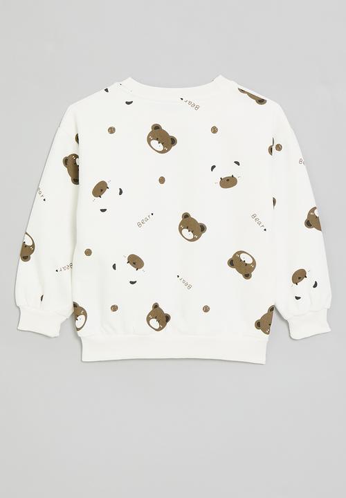 Pop Candy - Bear all-over-print sweat top - white