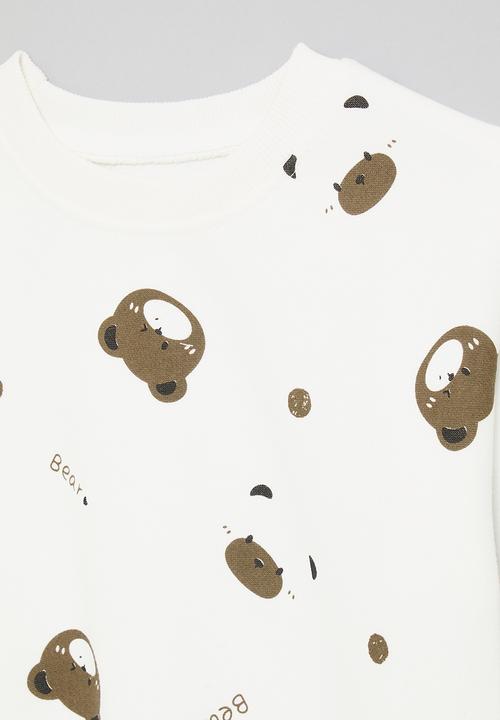 Pop Candy - Bear all-over-print sweat top - white