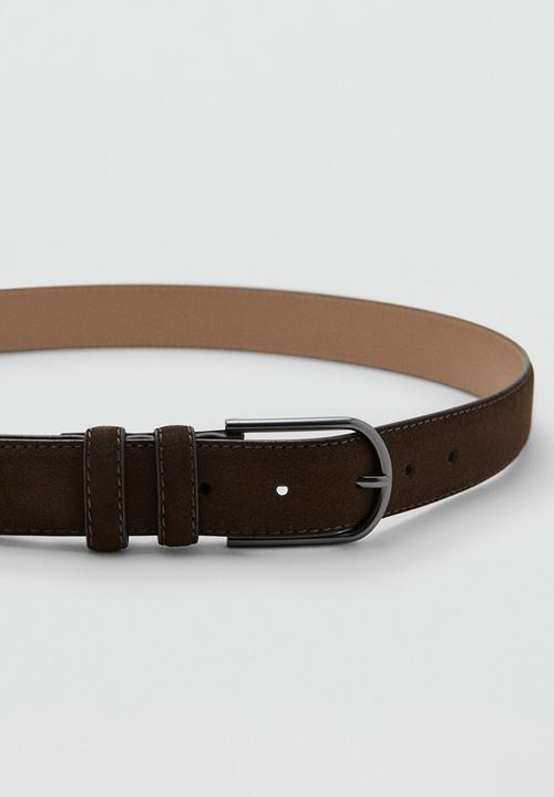 MANGO - Cinturon Suede Buckle Belt - Brown