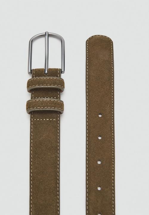 MANGO - Cinturon Suede Buckle Belt - Khaki
