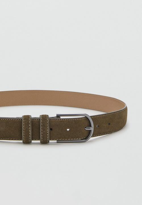 MANGO - Cinturon Suede Buckle Belt - Khaki