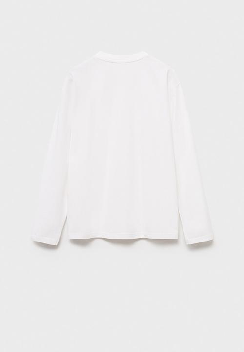 MANGO - T-shirt henley1 - natural