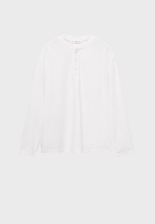MANGO - T-shirt henley1 - natural