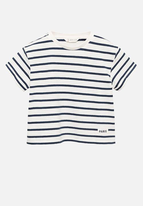 MANGO - T-shirt ritab - navy
