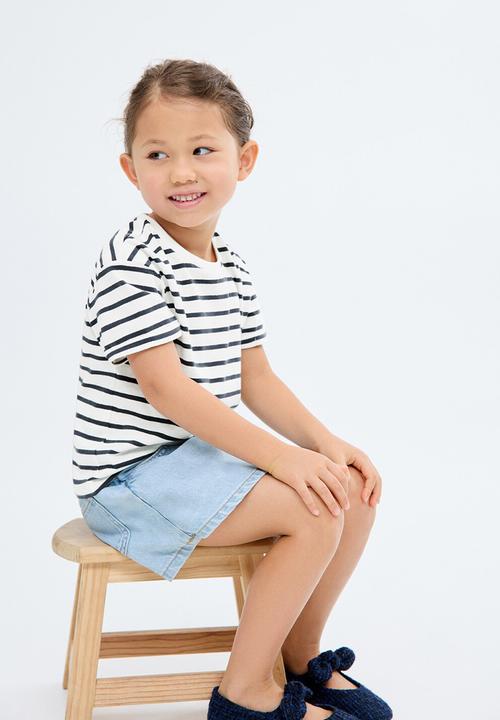 MANGO - T-shirt ritab - navy