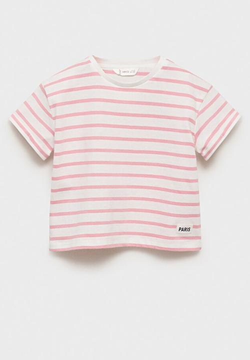 MANGO - T-shirt ritab - pink