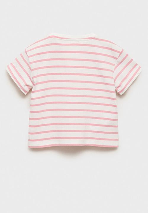 MANGO - T-shirt ritab - pink