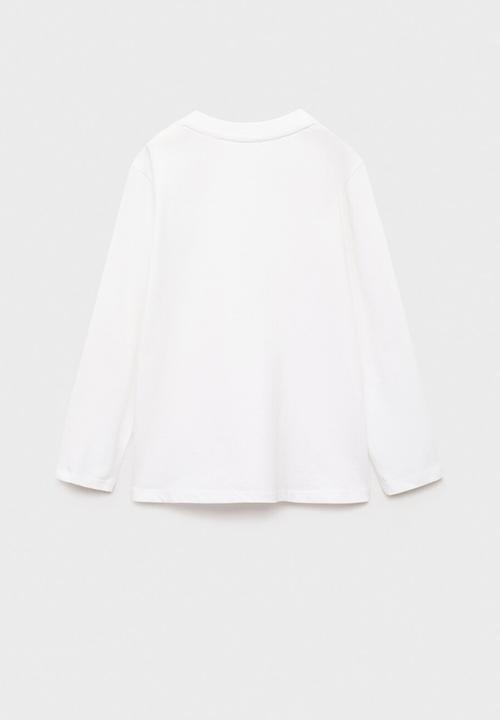 MANGO - T-shirt henleyb - natural