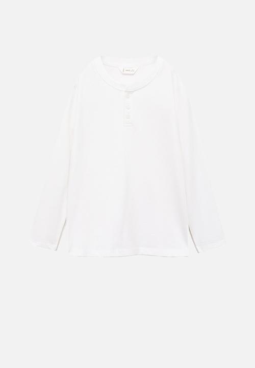 MANGO - T-shirt henleyb - natural