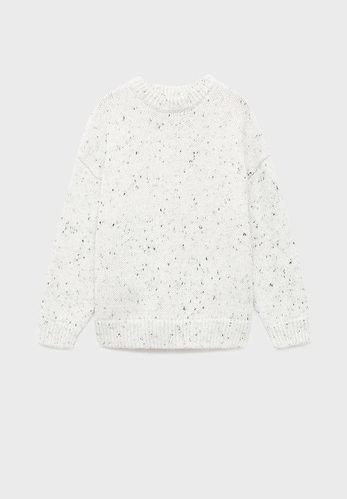 MANGO - Flecked wool sweater - white