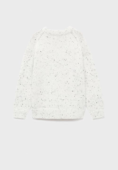 MANGO - Flecked wool sweater - white