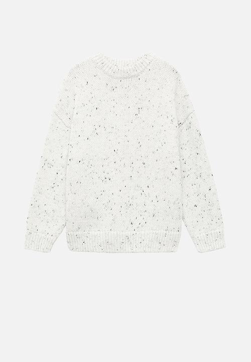 MANGO - Flecked wool sweater - white