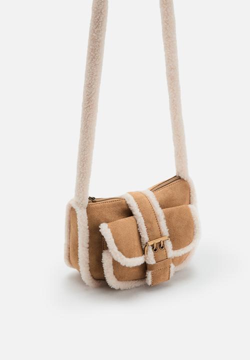 MANGO - Shearling-effect bag - brown