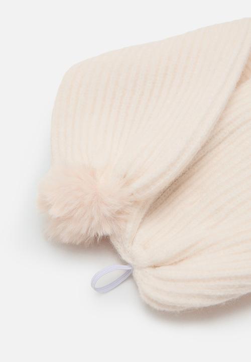 MANGO - Pompom knit scarf - sand