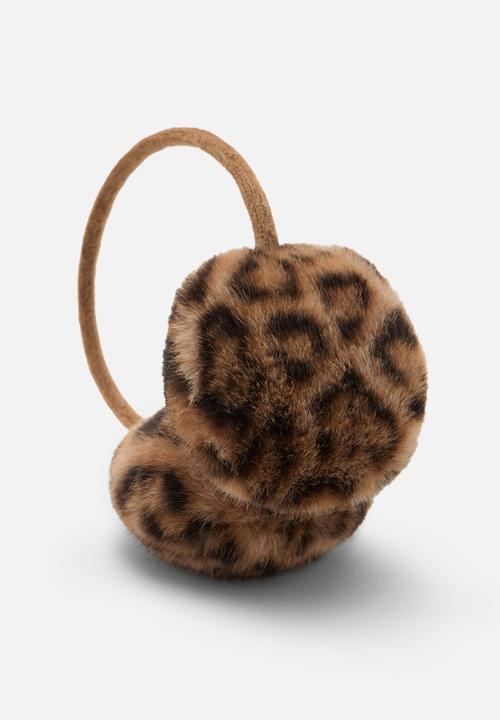 MANGO - Leopard print earmuffs - brown