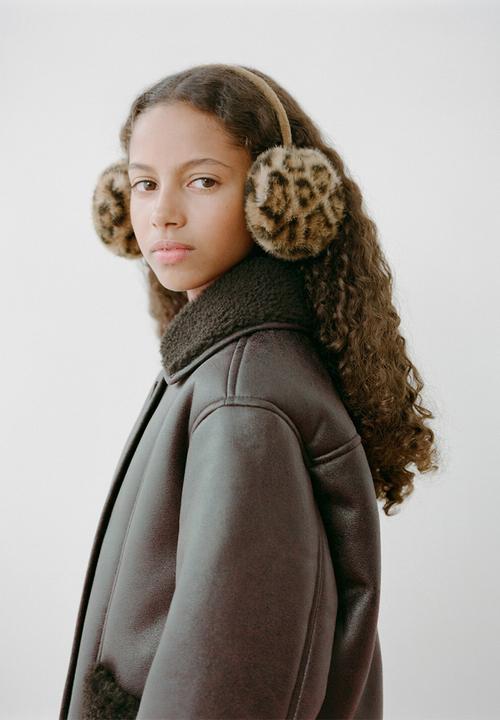 MANGO - Leopard print earmuffs - brown