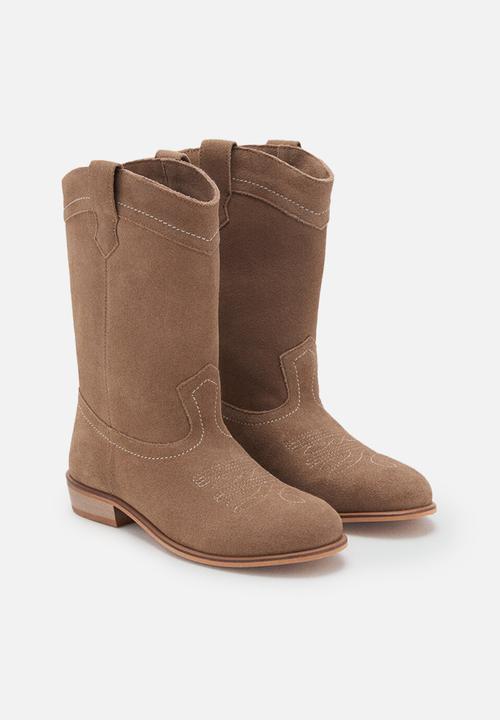 MANGO - Suede leather boots - brown
