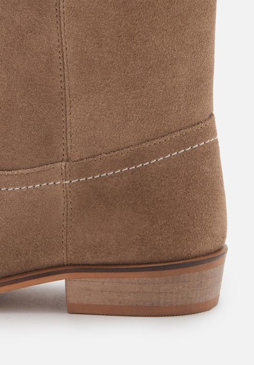 MANGO - Suede leather boots - brown
