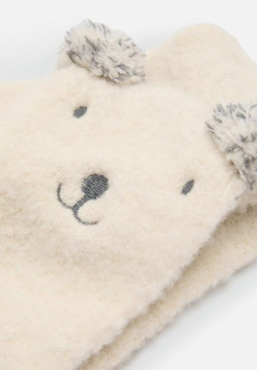 MANGO - Bear knitted scarf - ecru