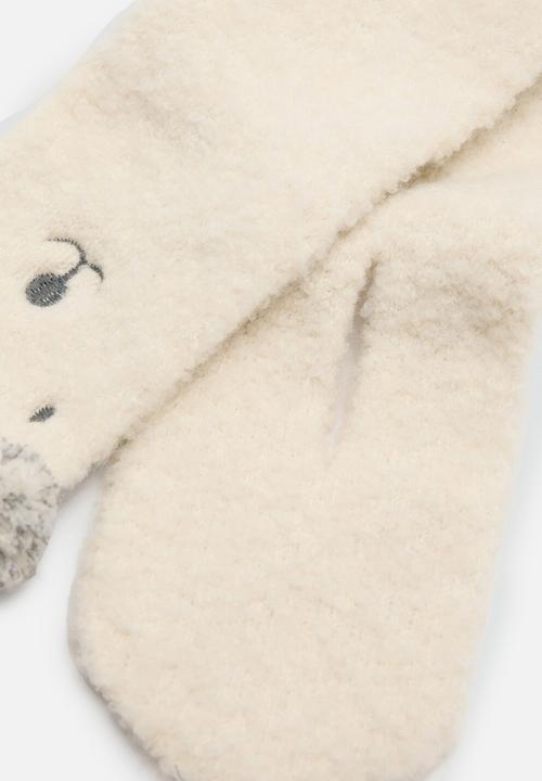 MANGO - Bear knitted scarf - ecru