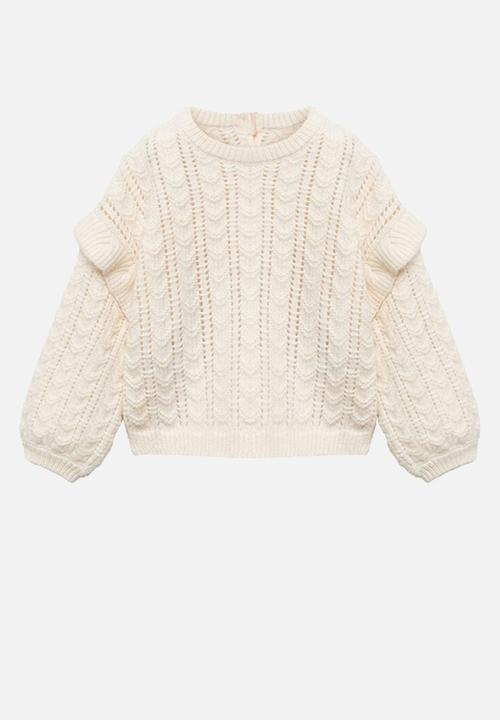 MANGO - Ruffle knitted sweater - off white