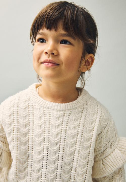 MANGO - Ruffle knitted sweater - off white